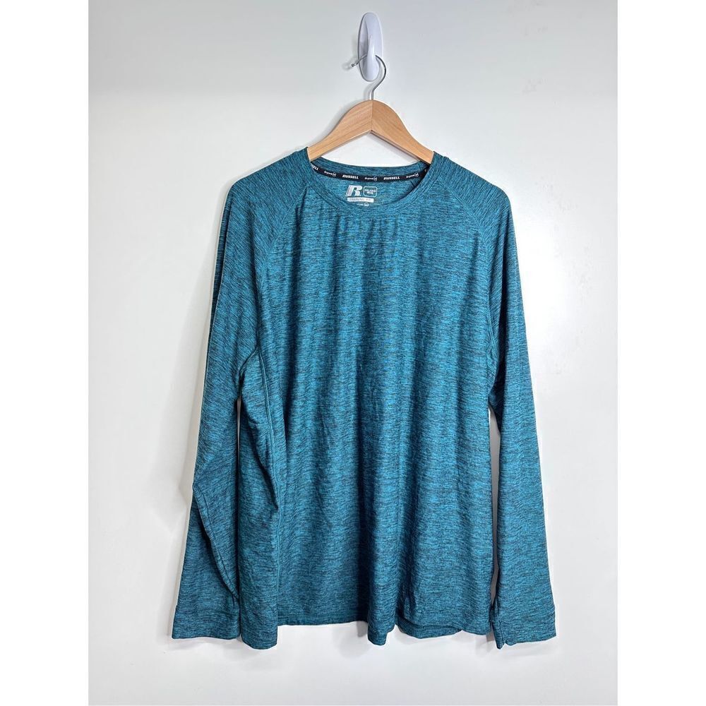 Russell Shirt Mens Training Fit‎ Long Sleeve Crewneck Shirt Green Size 2XL
